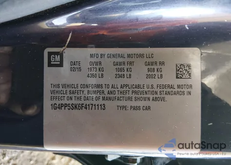 2015 Buick Verano from USA, damaged, VIN 1G4PP5SK6F4171113